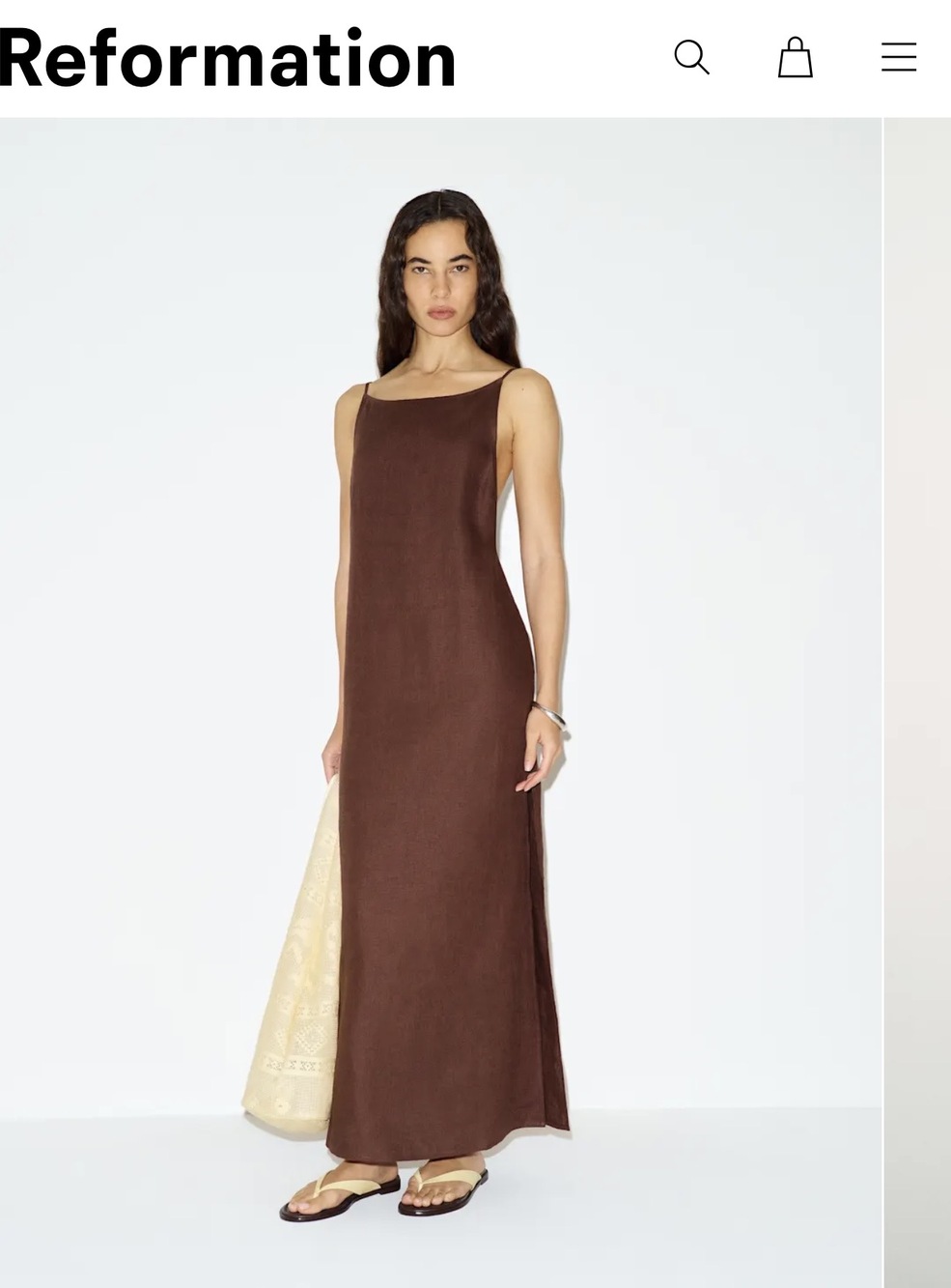 Reformation Serena Linen Dress Brown - Size 8